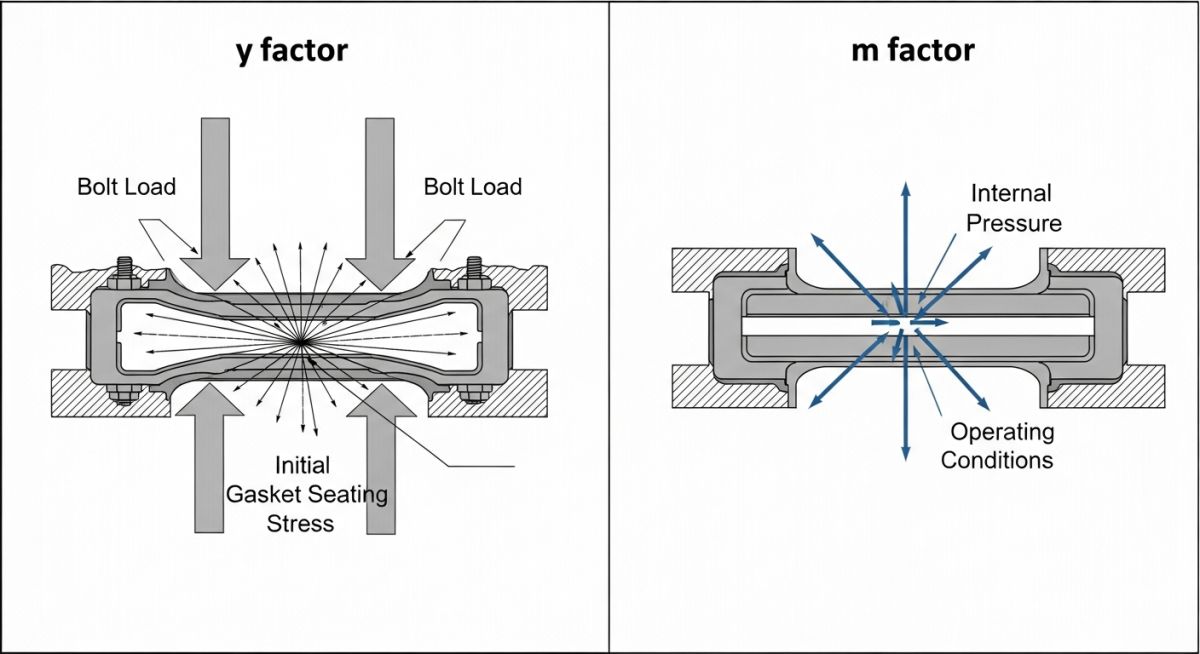 Gasket m and y factors engineering diagram showing seating and operating stress states