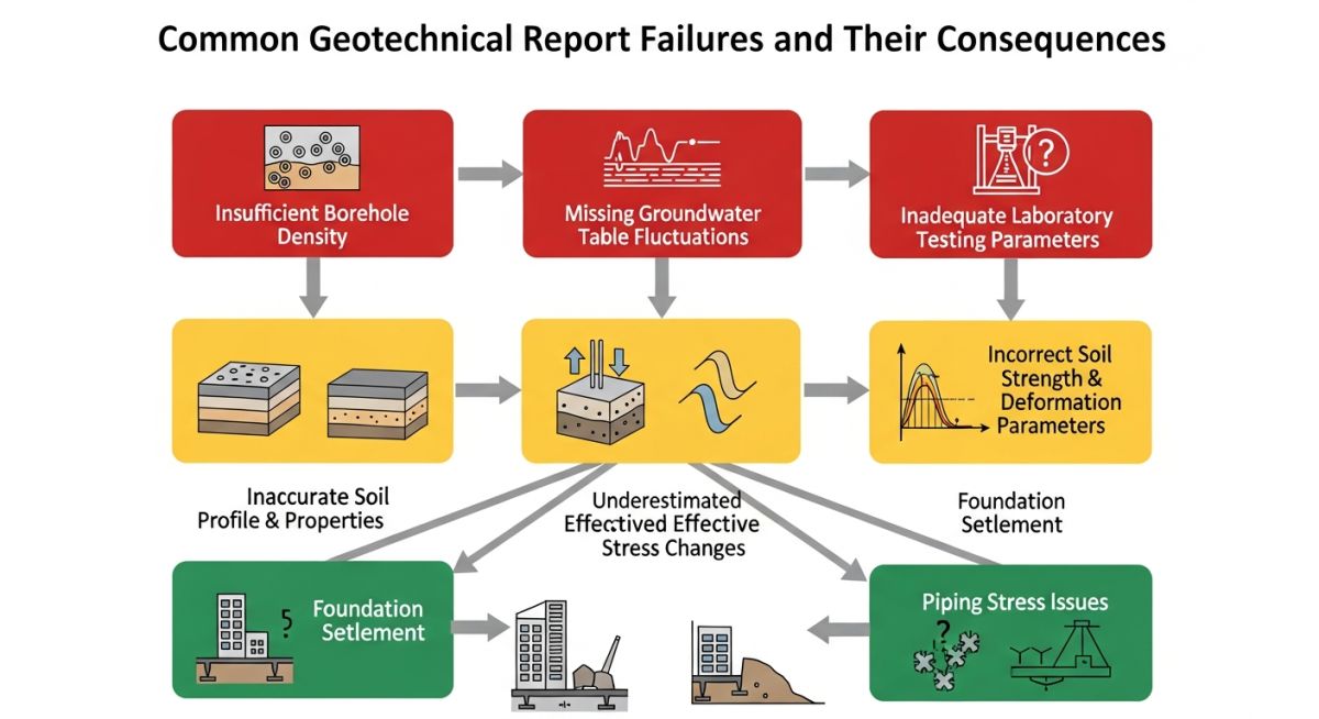 Infographic showing common geotechnical report errors