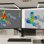 3D stress analysis model of GRP piping system in START-PROF software showing stress distribution.
