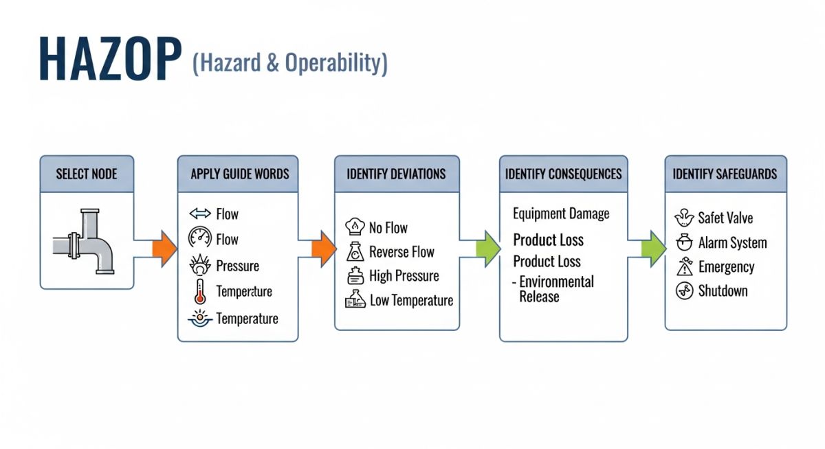 HAZOP analysis process flow diagram and node selection