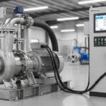 Industrial centrifugal pump system with variable speed control drive panel