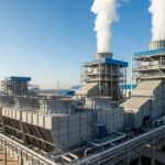 Large mechanical draft cooling towers operating at an industrial plant
