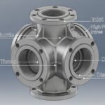 Industrial steam jet ejector 3D CAD model showing inlet and discharge ports