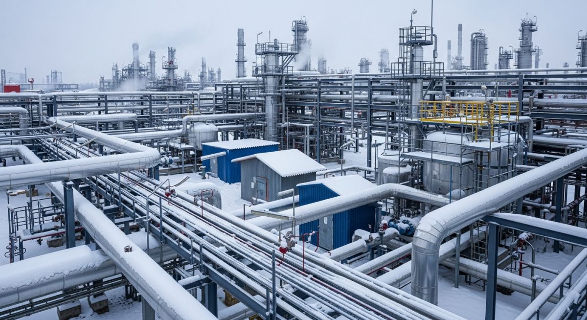 Industrial winterization system design layout in cold climate plant