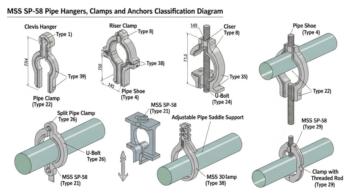 MSS SP-58 Pipe Support Types and Classification Diagram