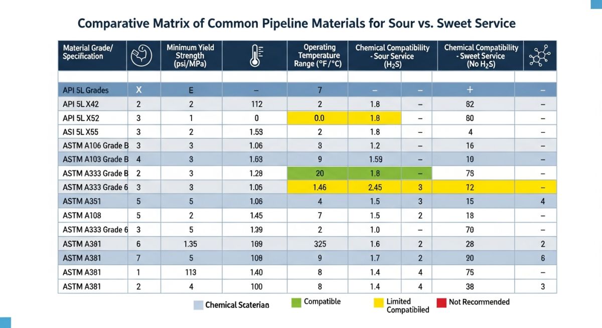 Pipeline material selection decision matrix