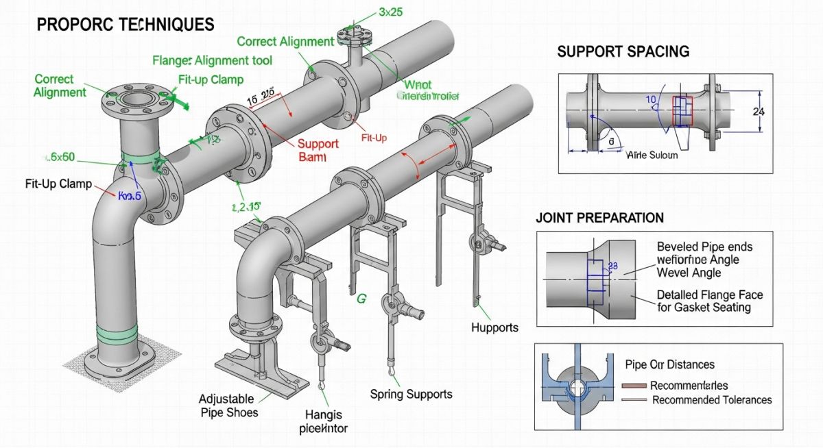 Piping alignment and support installation diagram