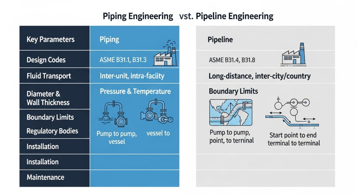 Piping Engineer vs Pipeline Engineer Comparison Chart