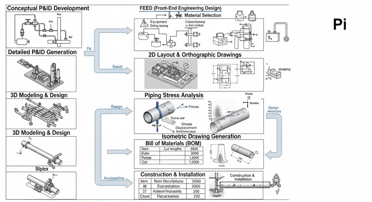 Piping engineering design workflow chart
