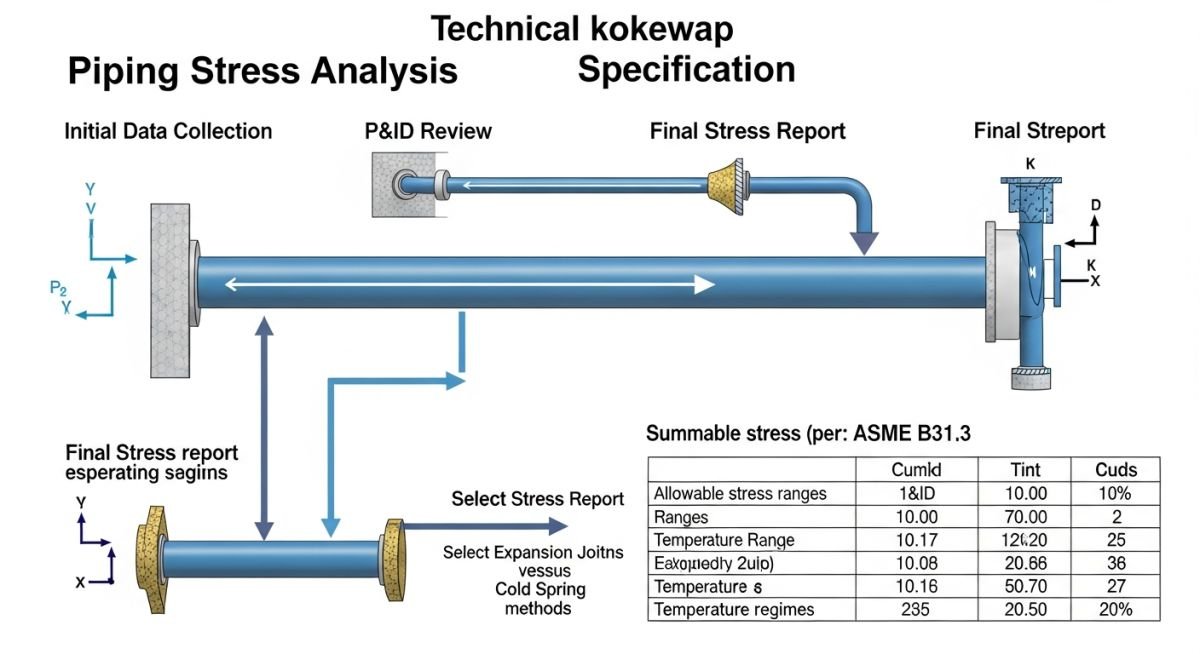 Piping flexibility design workflow and stress analysis parameters
