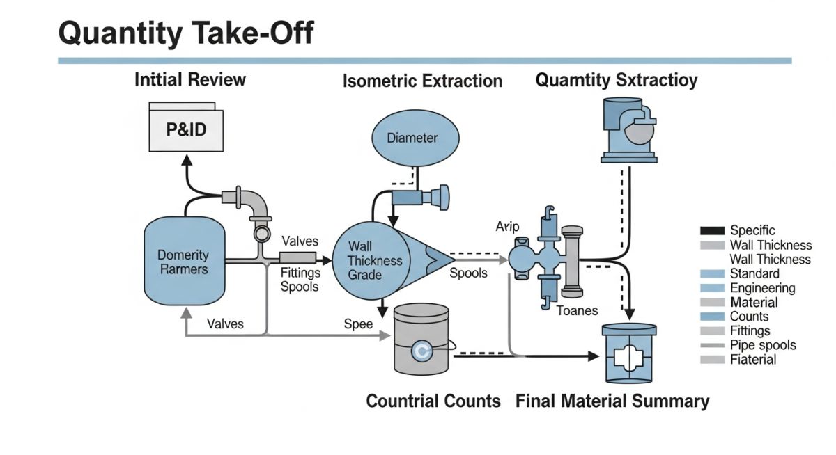 Piping QTO Workflow Infographic