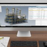 Piping engineer performing a detailed Quantity Take-Off using 3D CAD software and material estimation spreadsheets in a modern office environment.