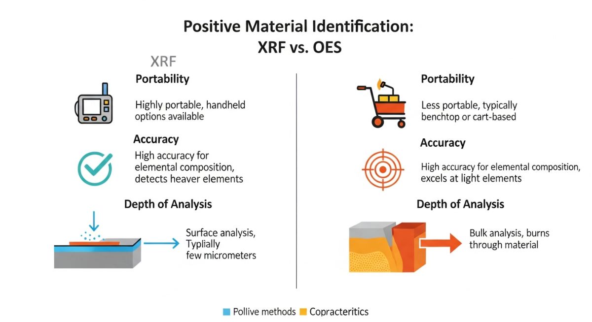 PMI testing methods comparison: XRF vs OES