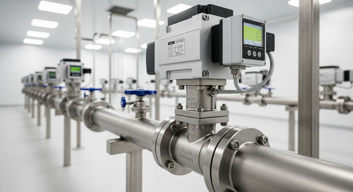 A pneumatic modulating control valve with a digital positioner installed on an industrial pipeline.