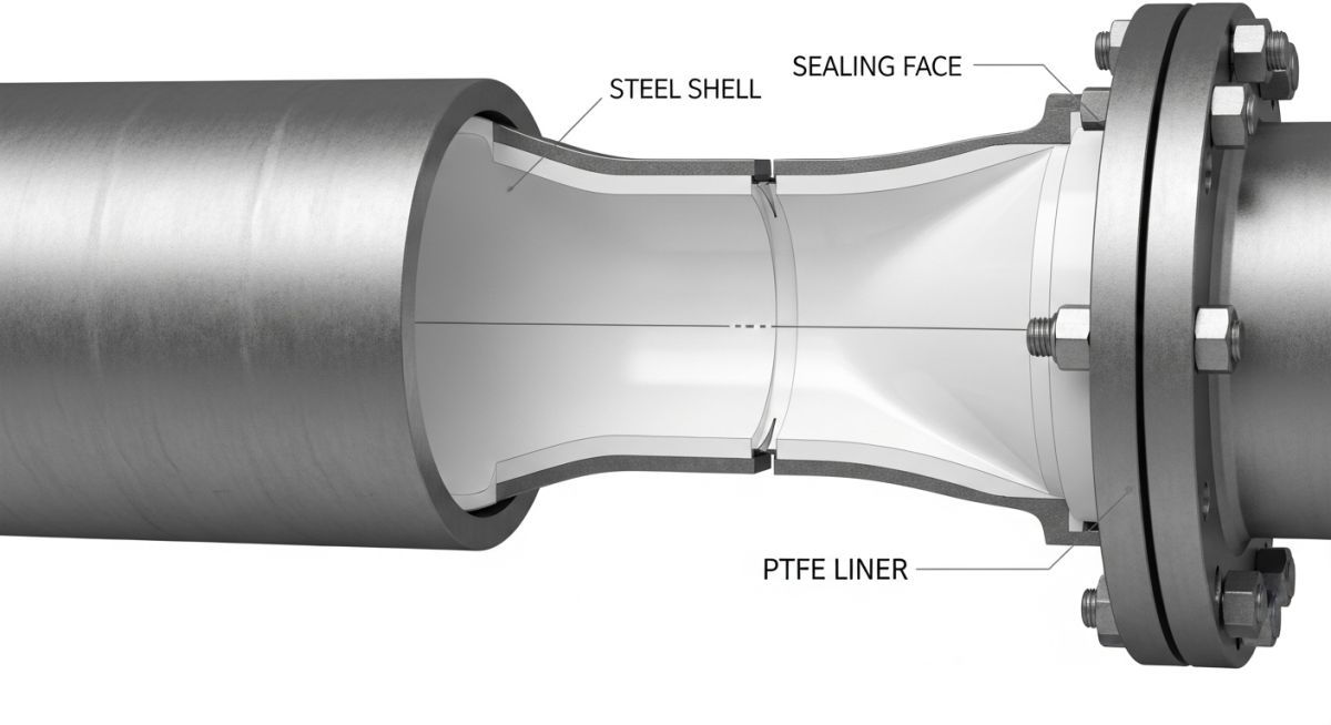 PTFE Lined Pipe Cross Section and Venting Detail