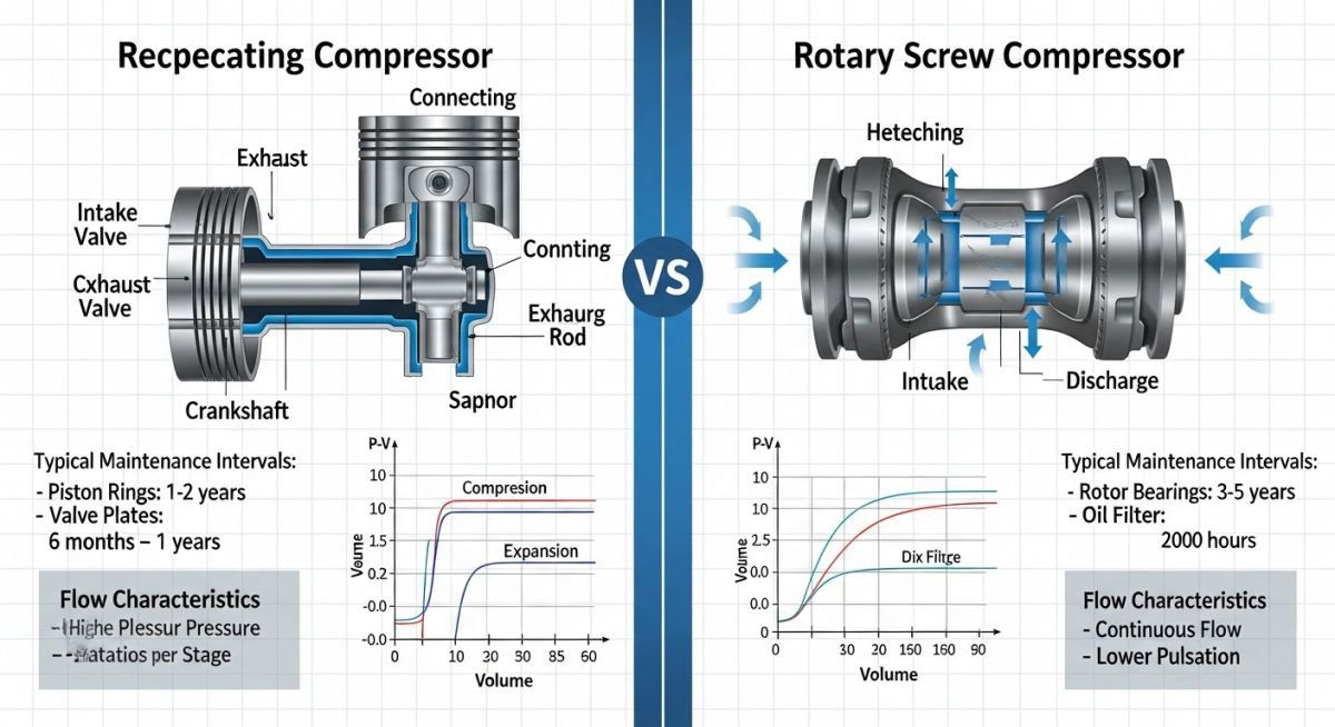 Technical comparison of reciprocating and rotary compressor cycles