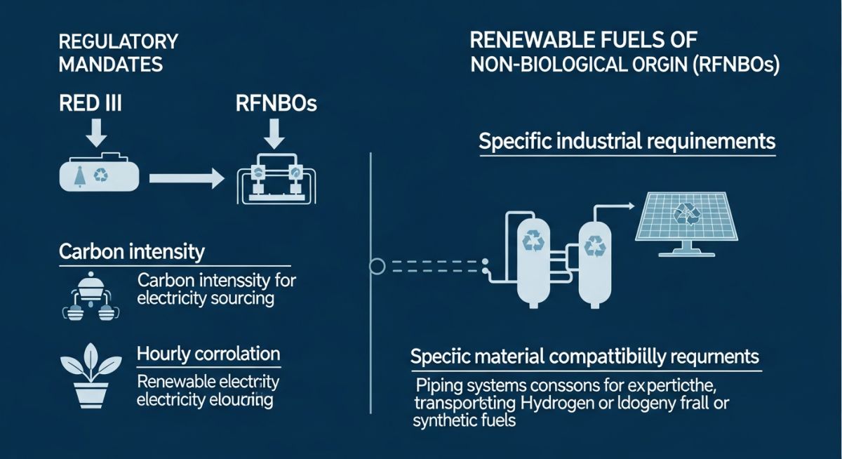 RED III technical compliance and RFNBO requirements infographic