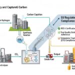 Technical diagram of the RFNBO-based sustainable aviation fuel production process for ReFuelEU Aviation compliance.
