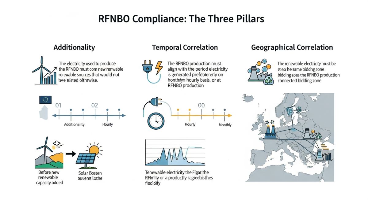 RFNBO compliance matrix detailing temporal and geographical correlation