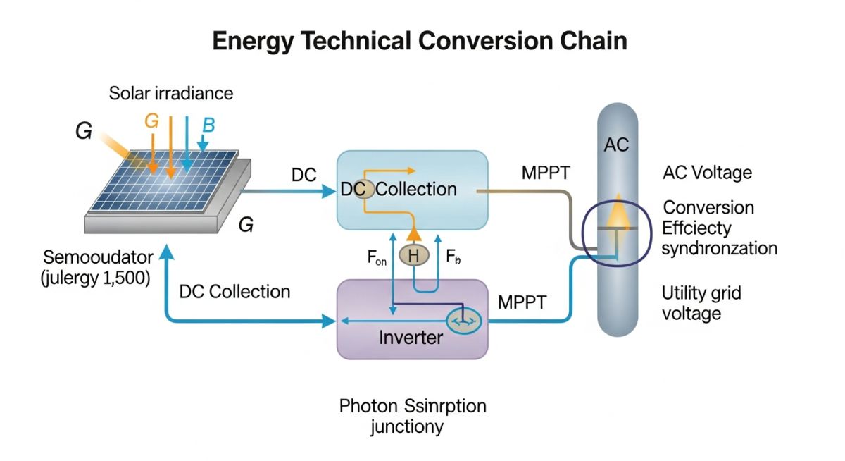 Technical diagram of a solar photovoltaic power conversion system