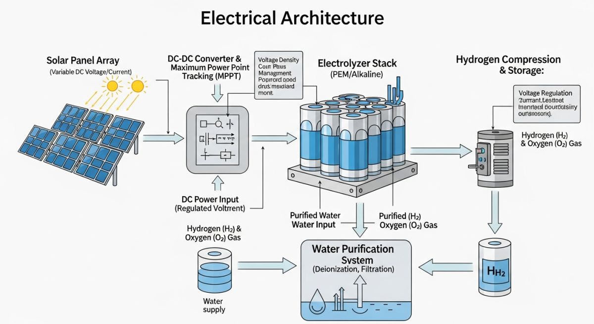 Technical infographic of solar-to-hydrogen energy conversion efficiency