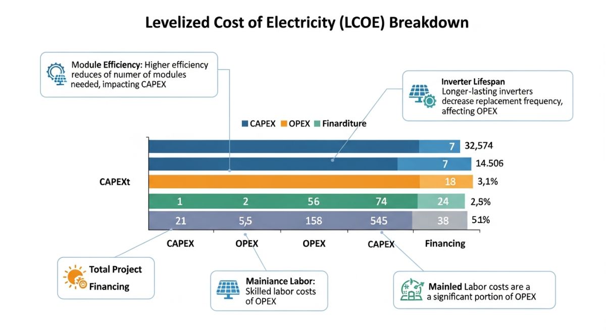 Solar LCOE cost breakdown
