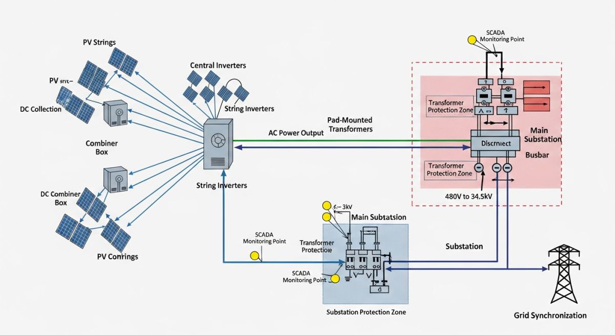 Technical Flow of Utility-Scale Solar Power Plants