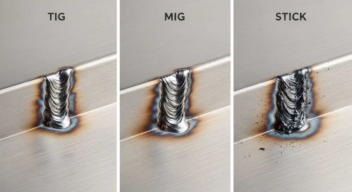 Comparison of TIG, MIG, and Stick welding methods for stainless steel