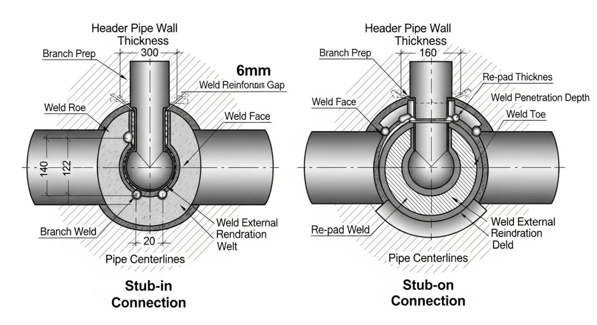 Stub-in vs Stub-on Weld Details Diagram