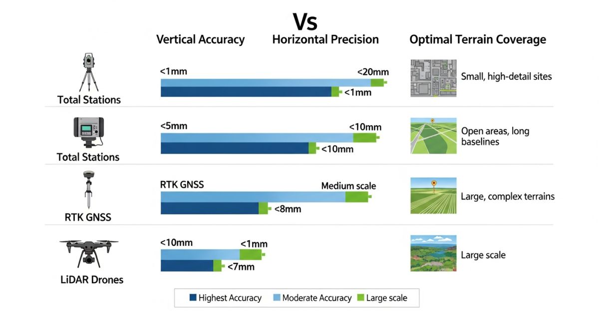 Technical comparison matrix for survey instruments