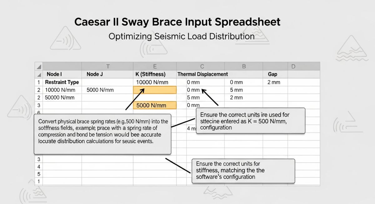 Caesar II Sway Brace Stiffness Input Workflow