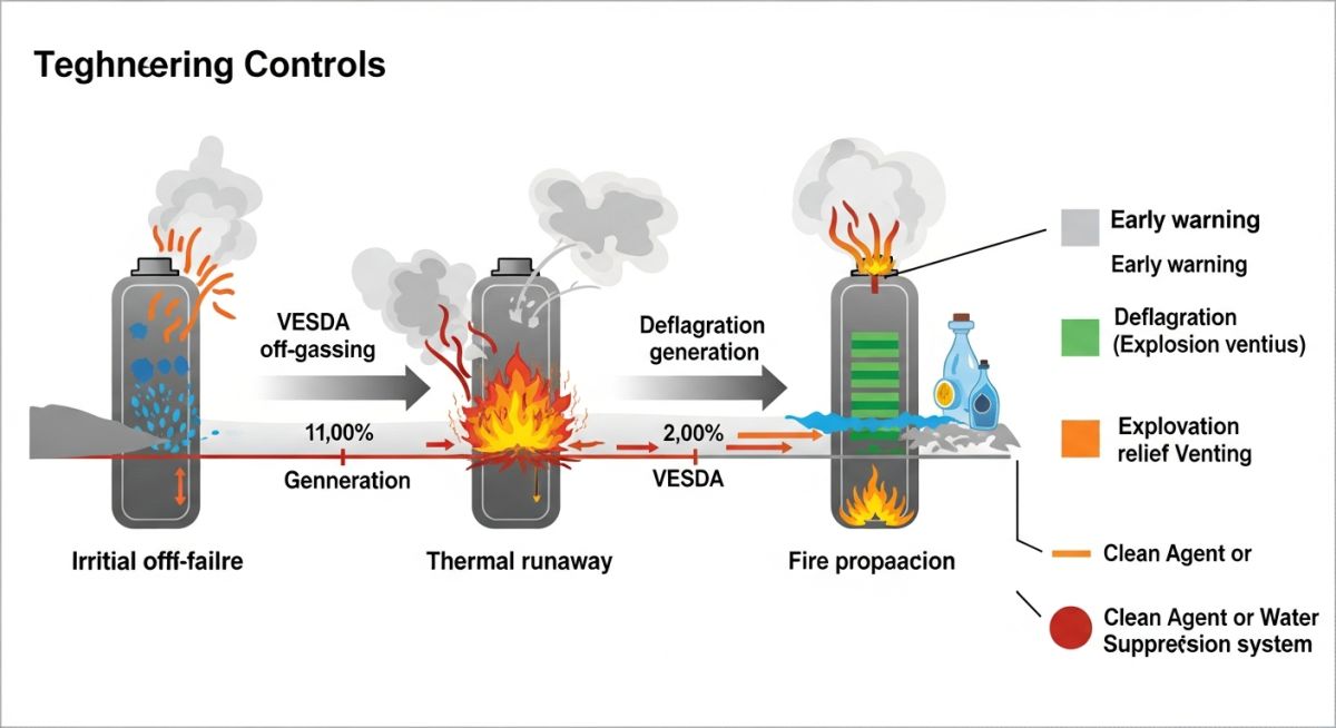 Stages of BESS thermal runaway from initial venting to propagation