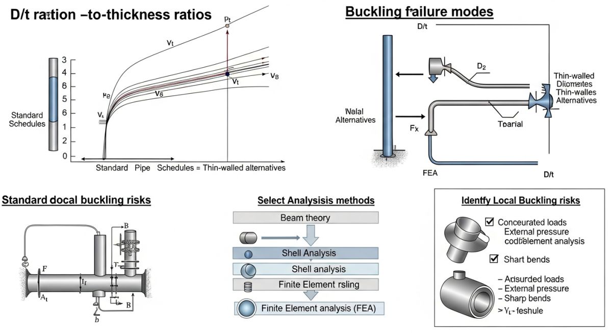 Buckling risks in thin-walled piping systems