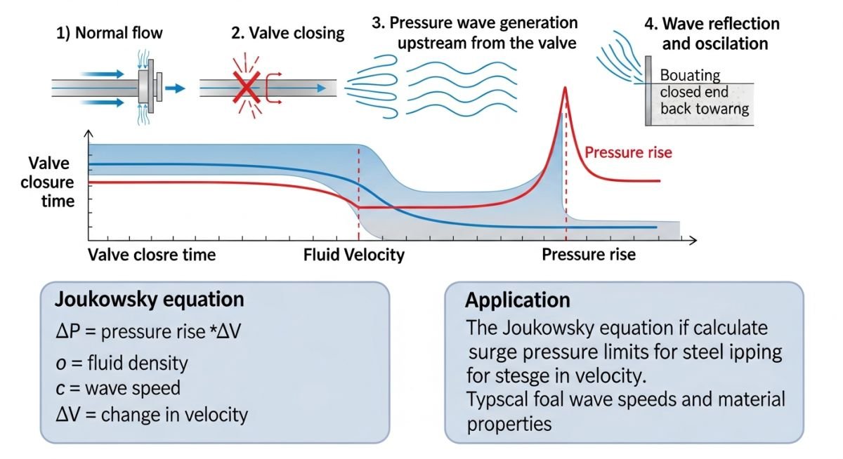 Diagram showing pressure wave propagation in pump discharge piping