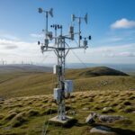 Professional meteorological mast installation for wind resource assessment on a remote project site.