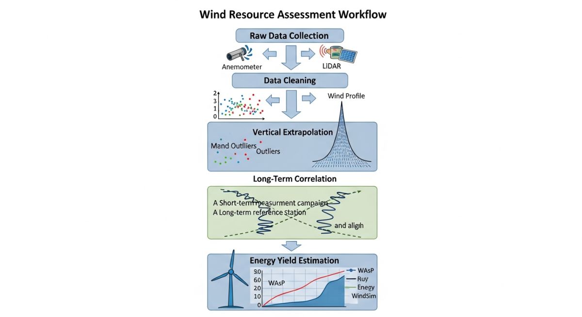 Technical workflow for wind resource assessment